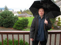 I'm Outside Steve's Backyard On His Deck Experiencing Seattle Rain For The First Time